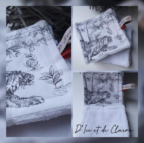 10 Lingettes de Toilette motif toile de Jouy tigre