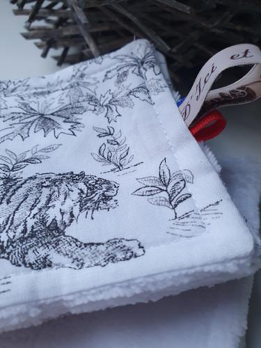 10 Lingettes de Toilette motif toile de Jouy tigre - vue 3