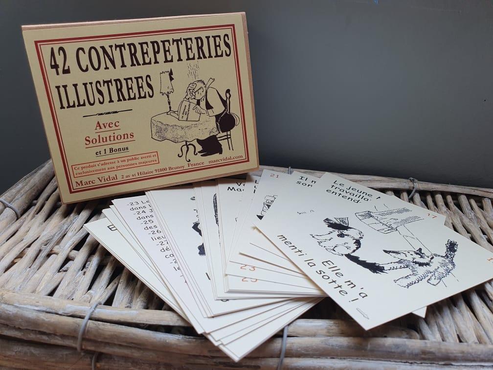 Un jeu de contrepèteries illustrées avec des cartes , désign vintage .D'Ici et de Claire