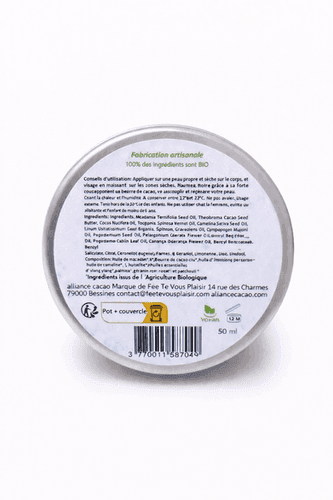 composition du baume de cacao bio sérénité