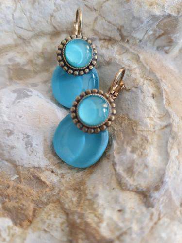 BOUCLES D'OREILLES DORMEUSES BLEU AZUR