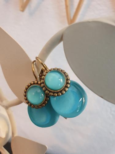 BOUCLES D'OREILLES DORMEUSES BLEU AZUR - vue 4