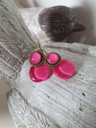 BOUCLES D'OREILLES DORMEUSES rose