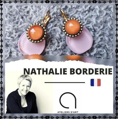 BOUCLES D'OREILLES DORMEUSES rose et orange - vue 2