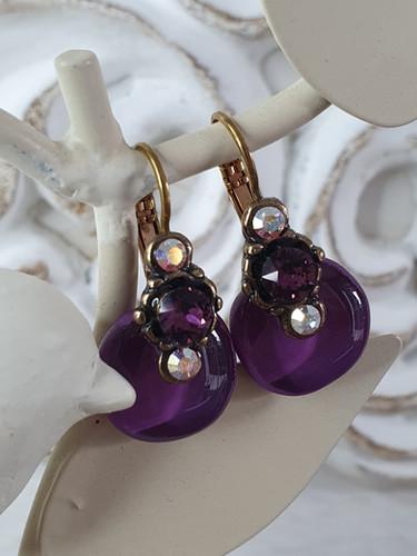 BOUCLES D'OREILLES DORMEUSES STRASS VIOLINE