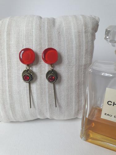 BOUCLES D'OREILLES LONGUES ROUGE - vue 3