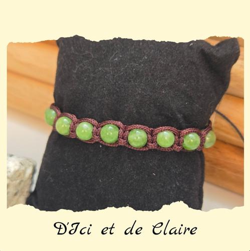 Bracelet Shamballa 10 perles de Jaspe Vert