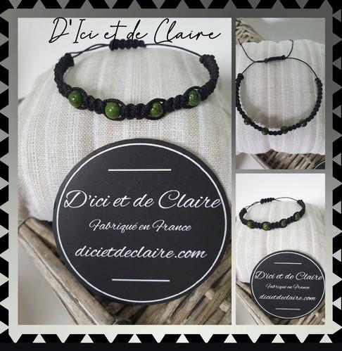 Bracelet Shamballa 4 perles de jaspe vert