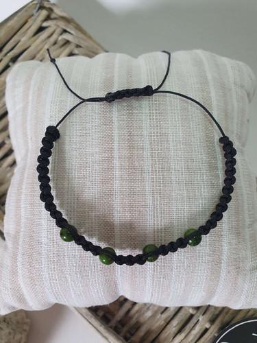 Bracelet Shamballa 4 perles de jaspe vert - vue 3