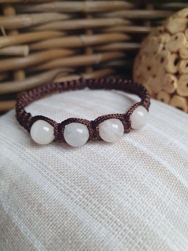 Bracelet Shamballa 4 perles de pierre kunzite - vue 2