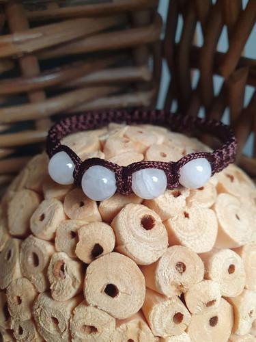 Bracelet Shamballa 4 perles de pierre kunzite - vue 4