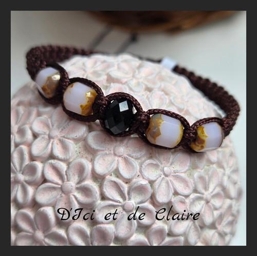 Bracelet Shamballa 5 perles de verre - D'ICI ET DE CLAIRE, artisanat Touraine