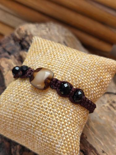 Bracelet Shamballa 5 perles de verre et cristal - D'ICI ET DE CLAIRE, artisanat Touraine