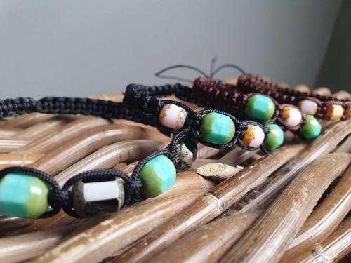 Bracelet Shamballa 7 XL perles de verre noire/turquoise - vue 3