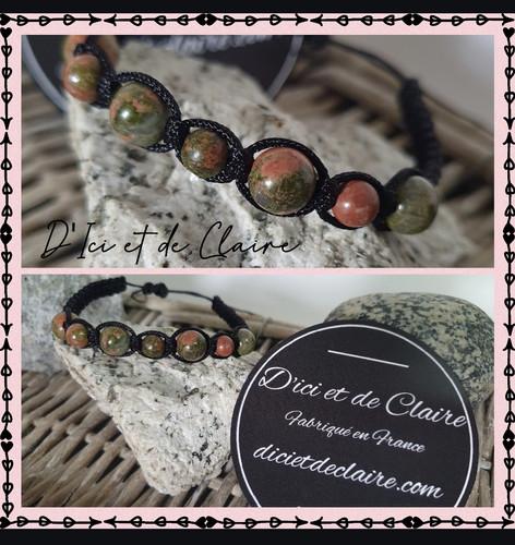 Bracelet Shamballa 7 perles de pierre d'unakite