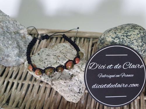 Bracelet Shamballa 7 perles de pierre d'unakite - vue 3