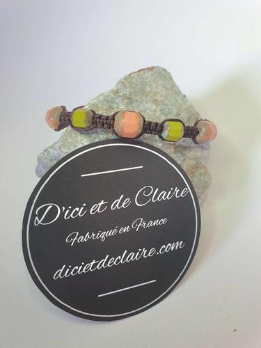Bracelet Shamballa 9 perles verre vert et vieux rose - vue 4