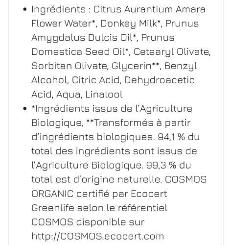 composition de lait corporel
