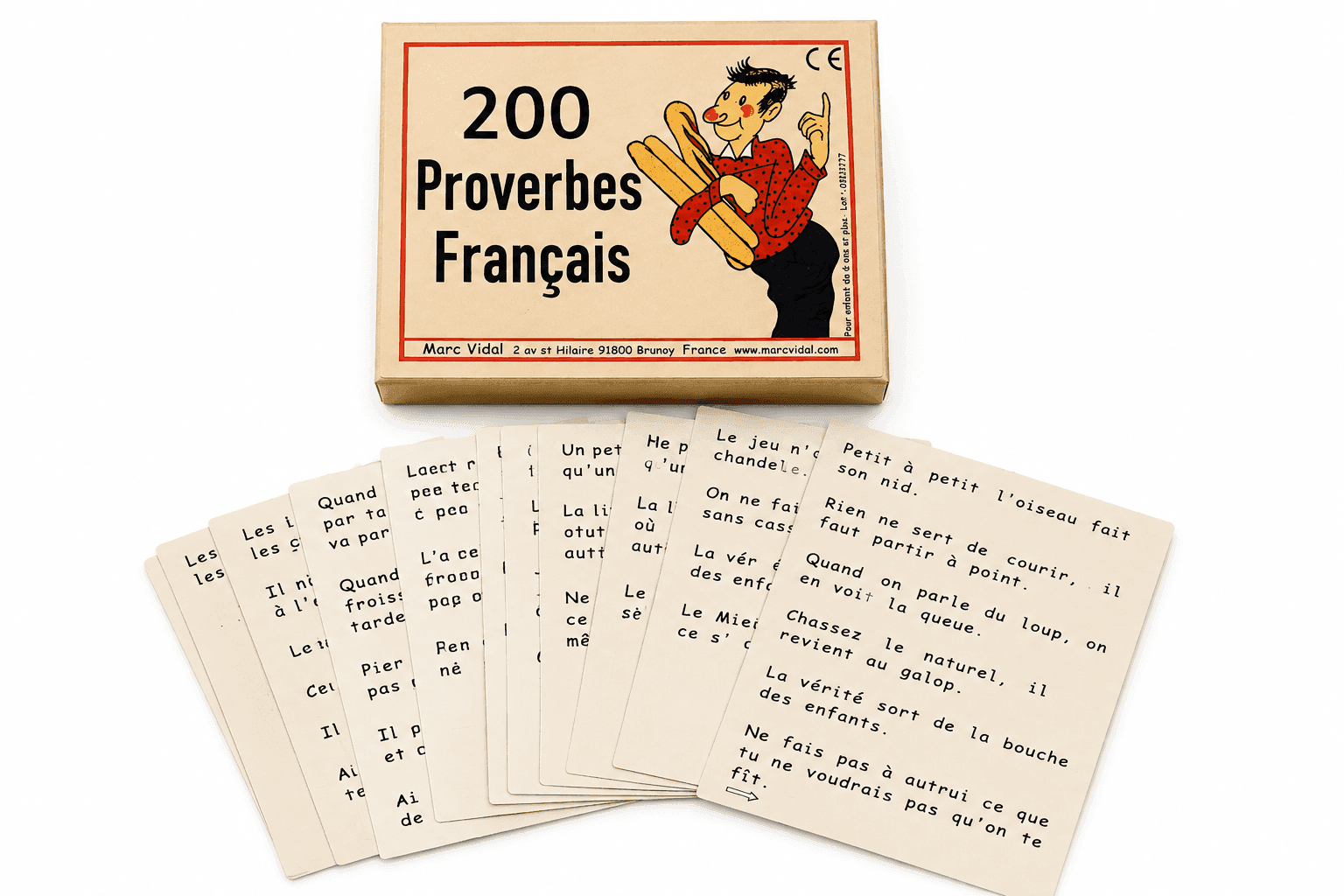 Un jeu de 200 proverbes français , des cartes posées .D'Ici et de Claire