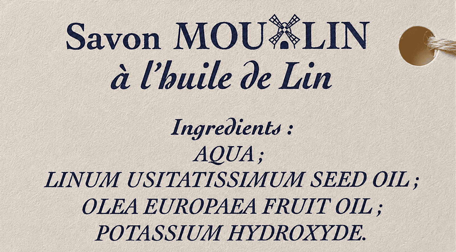 Etiquette du savon mou à l'huile de lin martin de candre .D'Ici et de claire