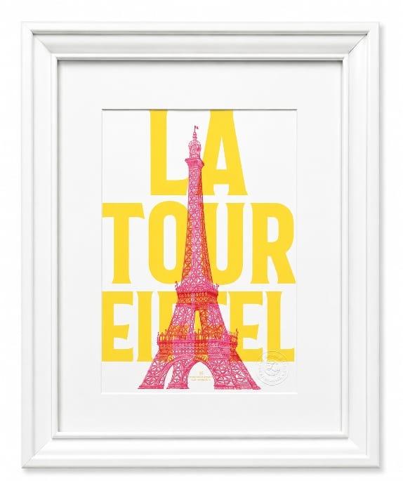 Affiche de la tour eiffel avec un design pop .D'Ici et de claire 