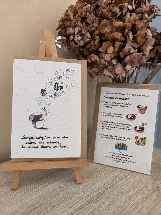 cartes postales à planter avec message de condoléances et le mode d'emploi pour planter la carte-les cartes de lulu - d'ici et de claire 