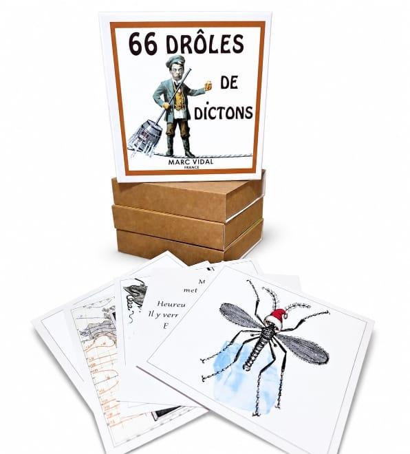 Coffret de 66 drôles de dictons , divertissant et culturel pour petits et grands .