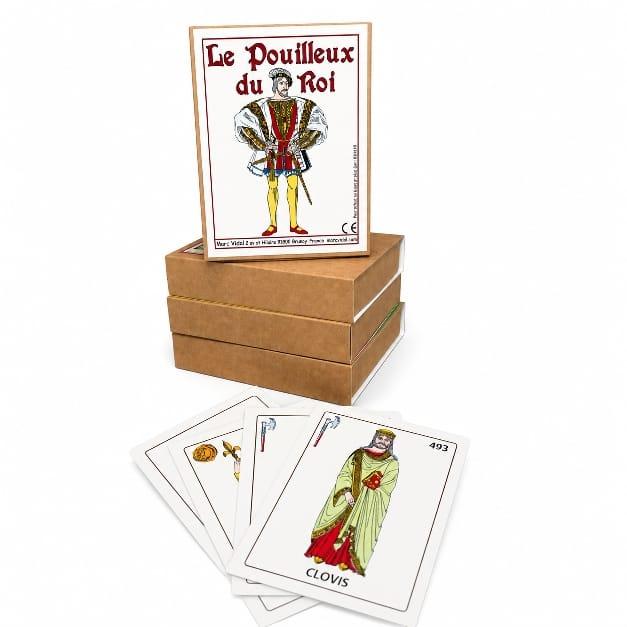 Jeu le pouilleux du roi par Marc Vidal , avec des cartes posées .D'ICI ET DE CLAIRE 