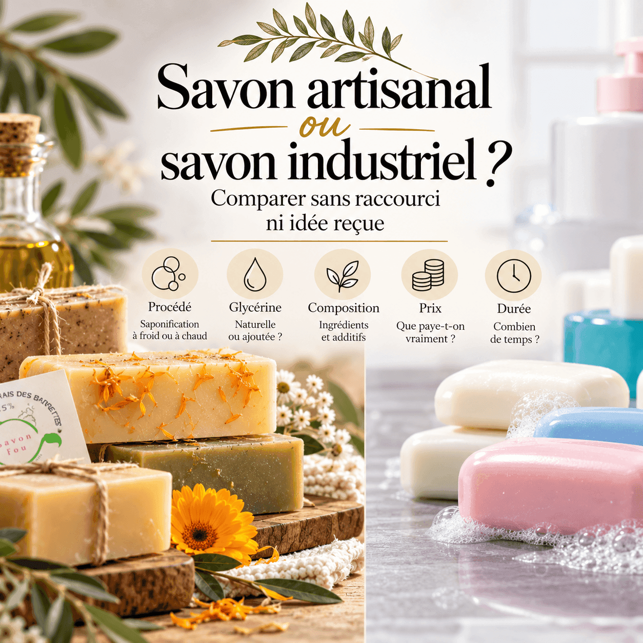 Sélection de savons artisanaux français dans un coffret cadeau