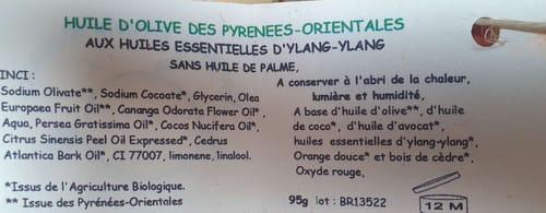 Savon avec texte: essentielles d'Ylang-Ylang, sans huile de palme, 95g lot BR1352.