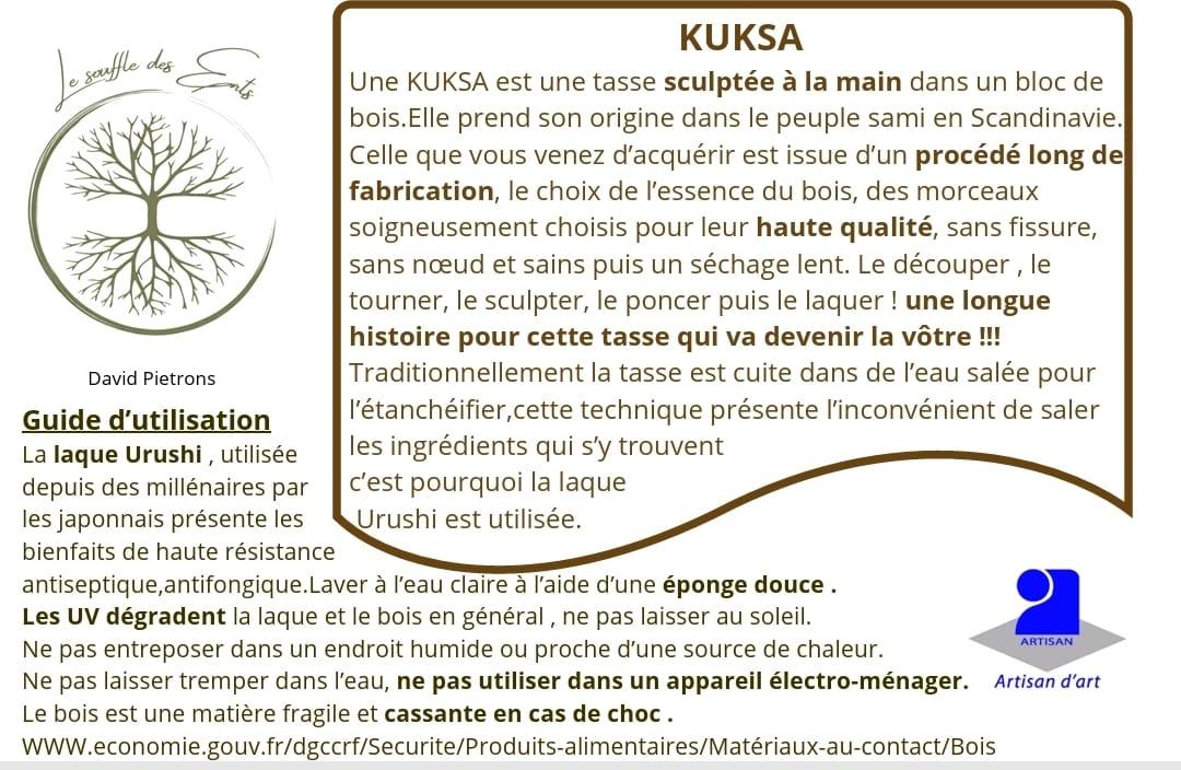 Un manuel d'utilisation et explications duverses pour la tasse Kuksa du souffle des ents .D'Ici et de Claire 