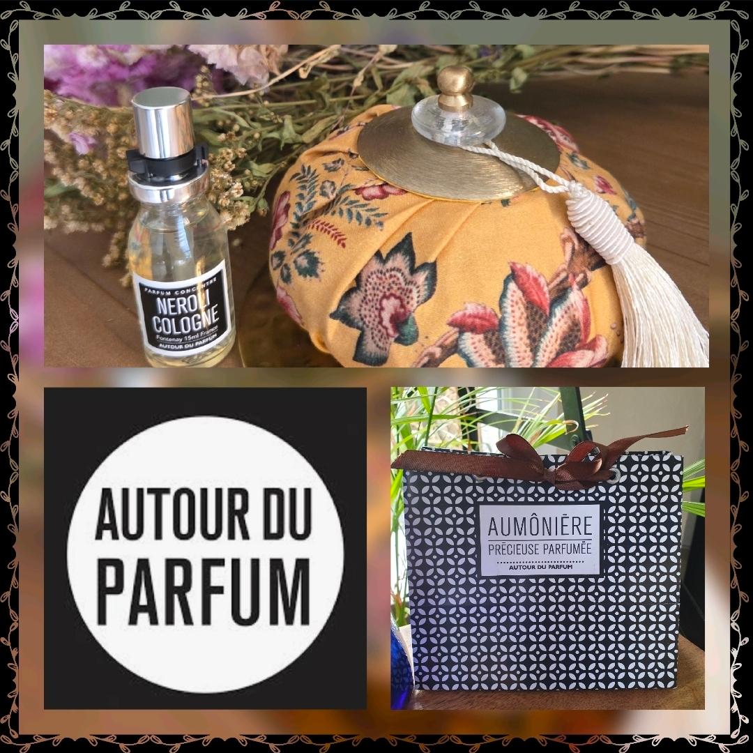 Aumônière parfumée Néroli Cologne Passion- parfum d'intérieur avec recharge et coupelle - AUTOUR DU PARFUM, artisanat YVELINES